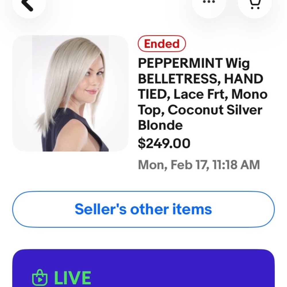 Belle Tress Peppermint HT Lux fibers Monotop Coconut Silver